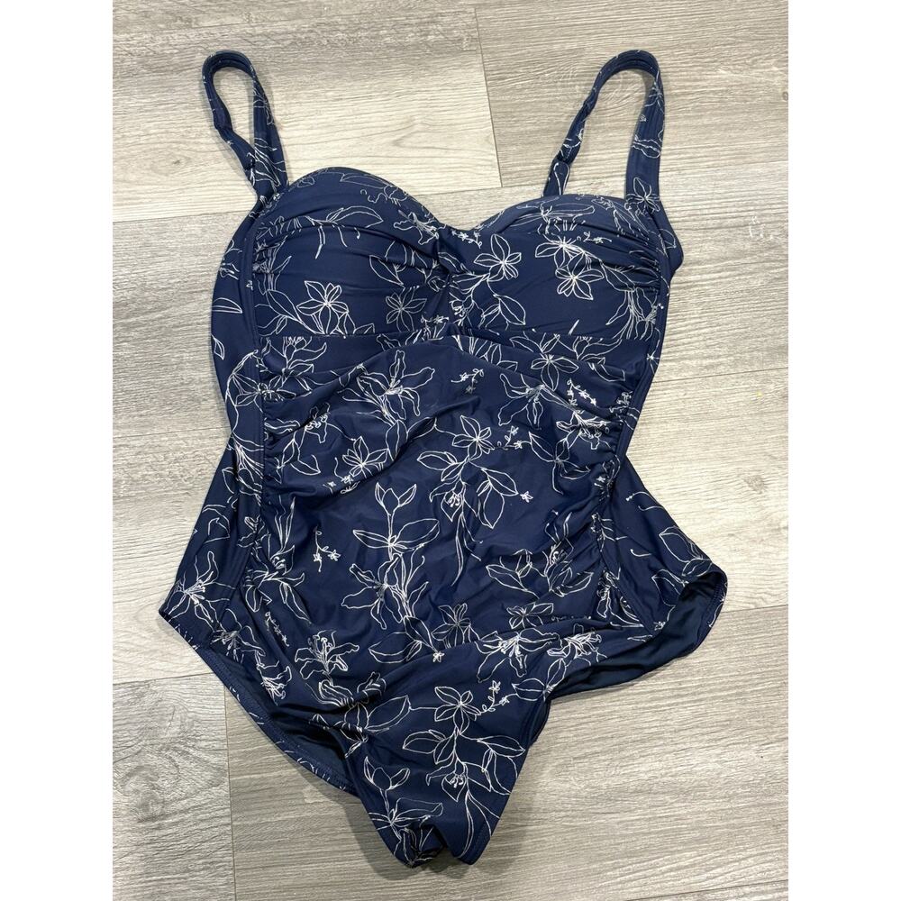 Nip Tuck One Piece Swimsuit navy Size 10 MultiFit Cup Floral Pin-up